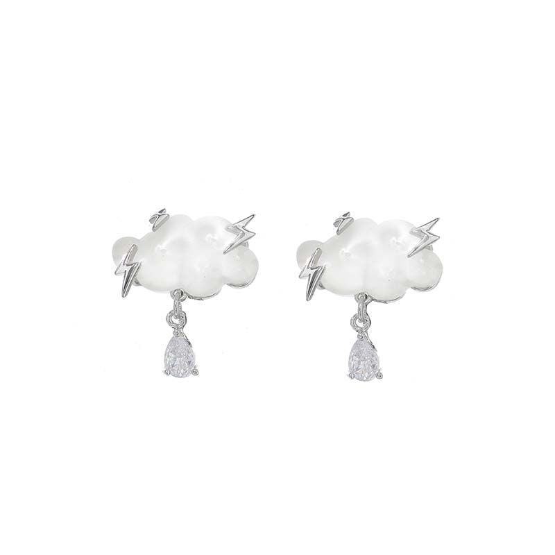 Women's Sier Needle Cloud Zircon Light Luxury Earrings