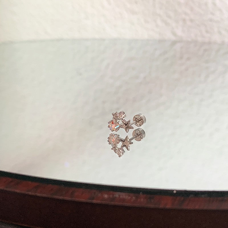 Titanium Steel Niche Super Flash Ear Bone Pin Small Earrings