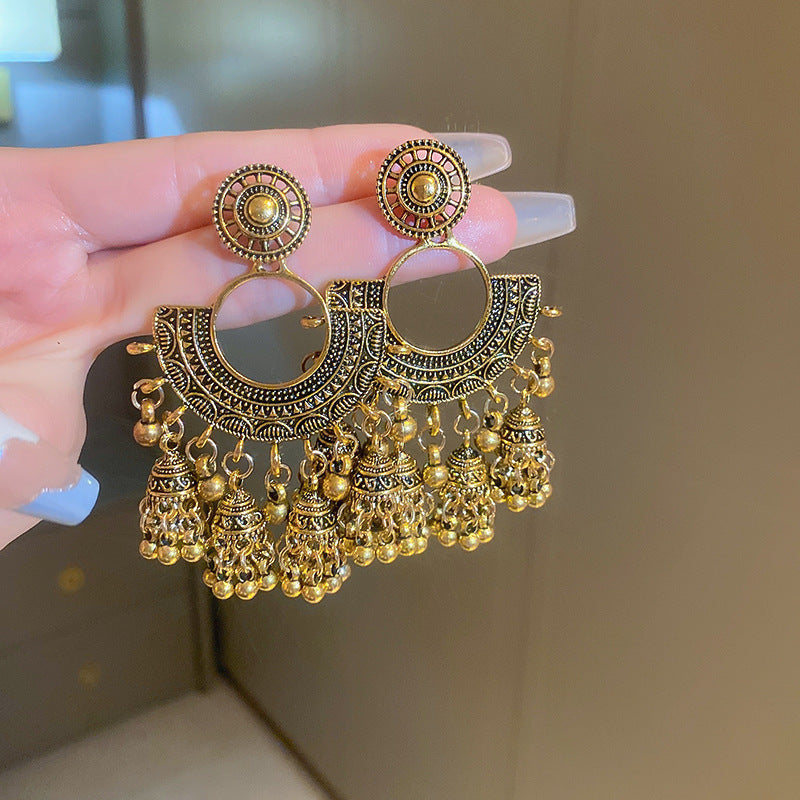 Chinese Style Flower Bamboo Tassel Fashion Trend Ear Hook Earrings