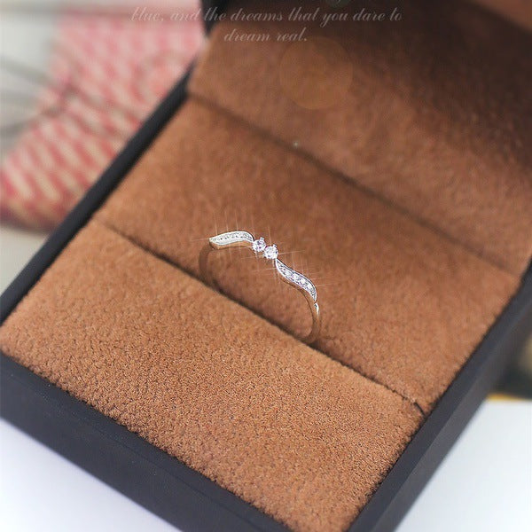 Leaf Fashion Simple Sier Plated Proposal Rings