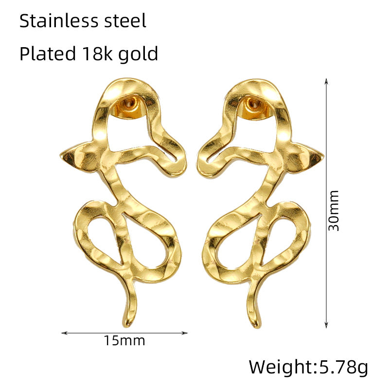 Women's Stainless Steel Snake For Exaggerated Personalized Gold Earrings