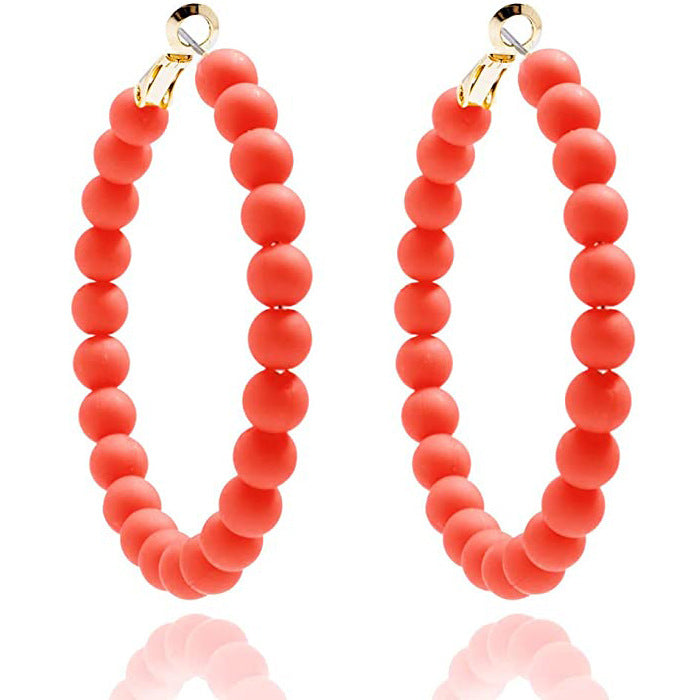 Women's Summer Colorful Acrylic Beads Round Bohemian Fashion Handmade Earrings