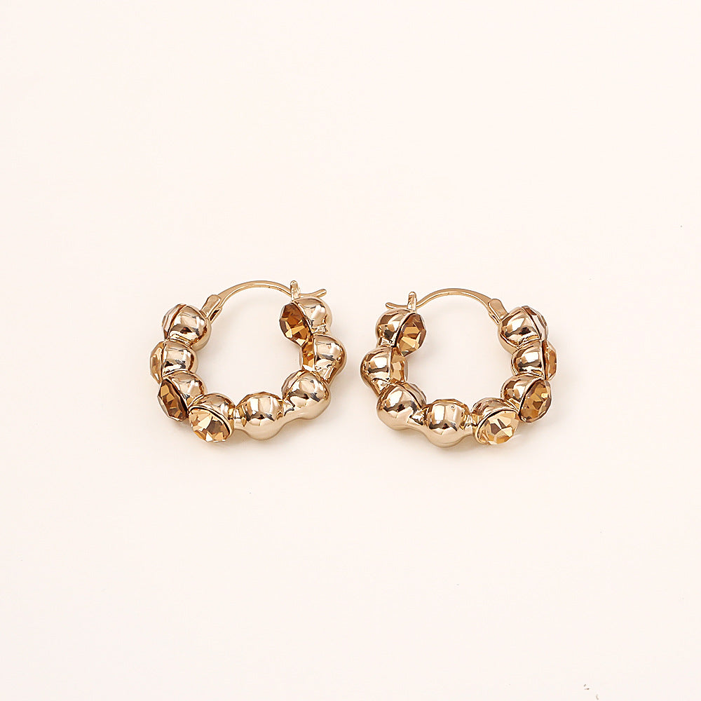 Coffee Color Rhinestone Fashion Exquisite Generous Niche Ear Rings