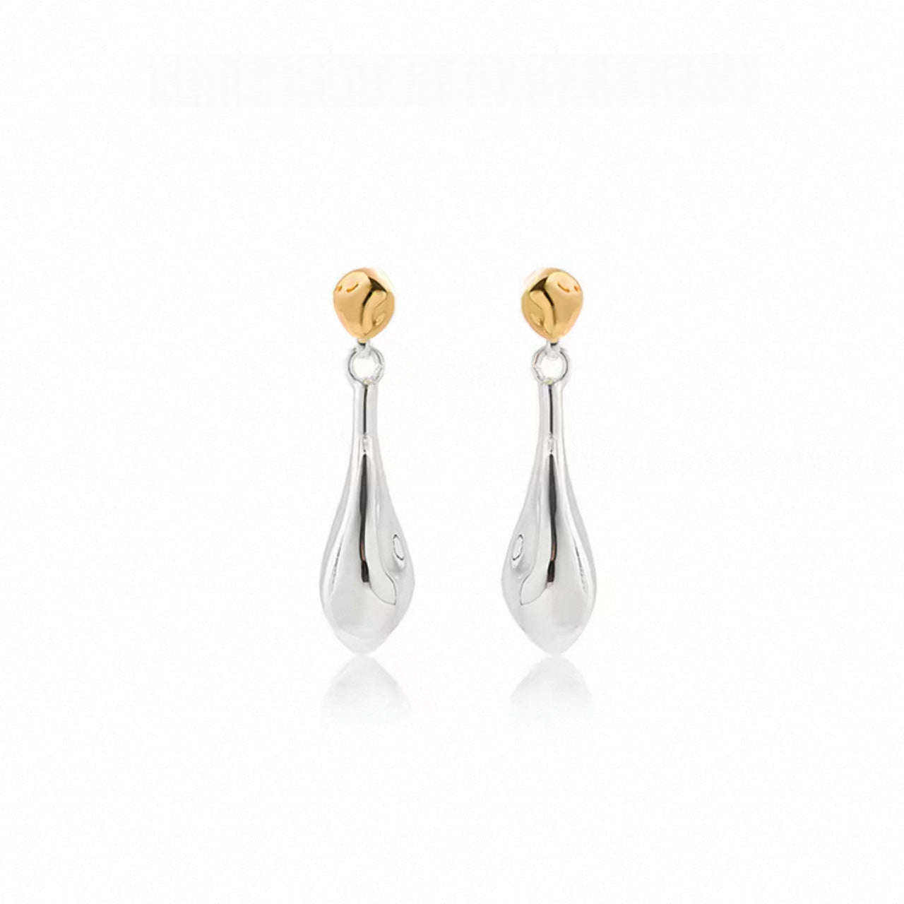 Women's Two-color Water Drop High-grade Simple Gold Stud Earrings
