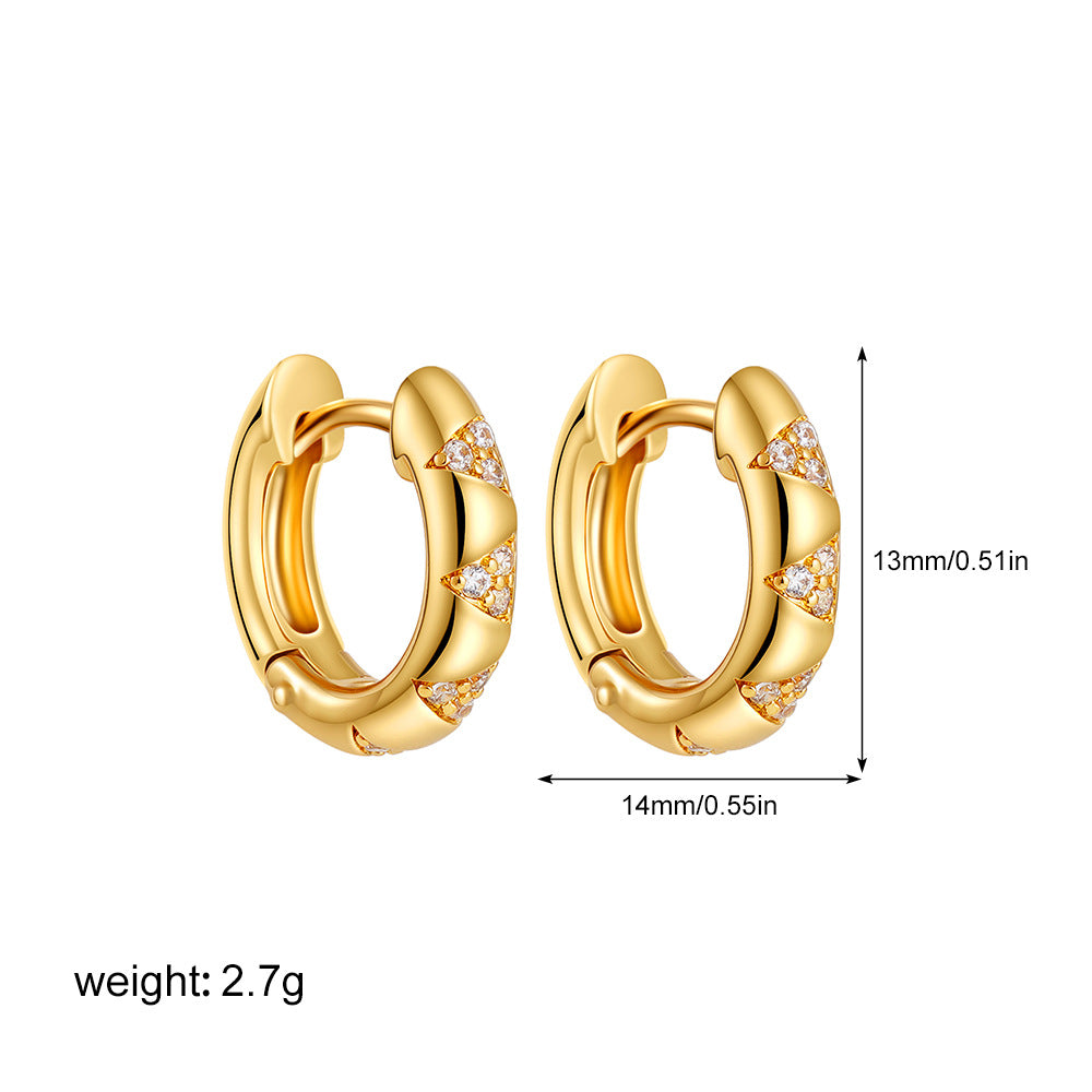 Two-color Electroplating Ear Clip Micro Inlaid Zircon Rings