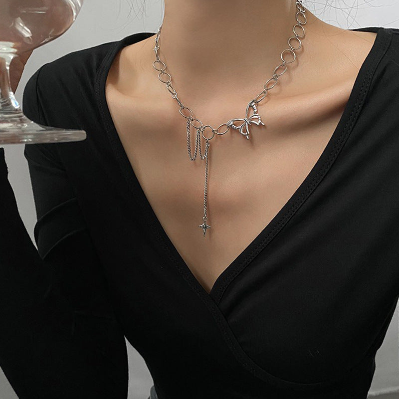 Women's Niche Design Bowknot Personalized Cold Style Clavicle Chain Hip Hop Necklace