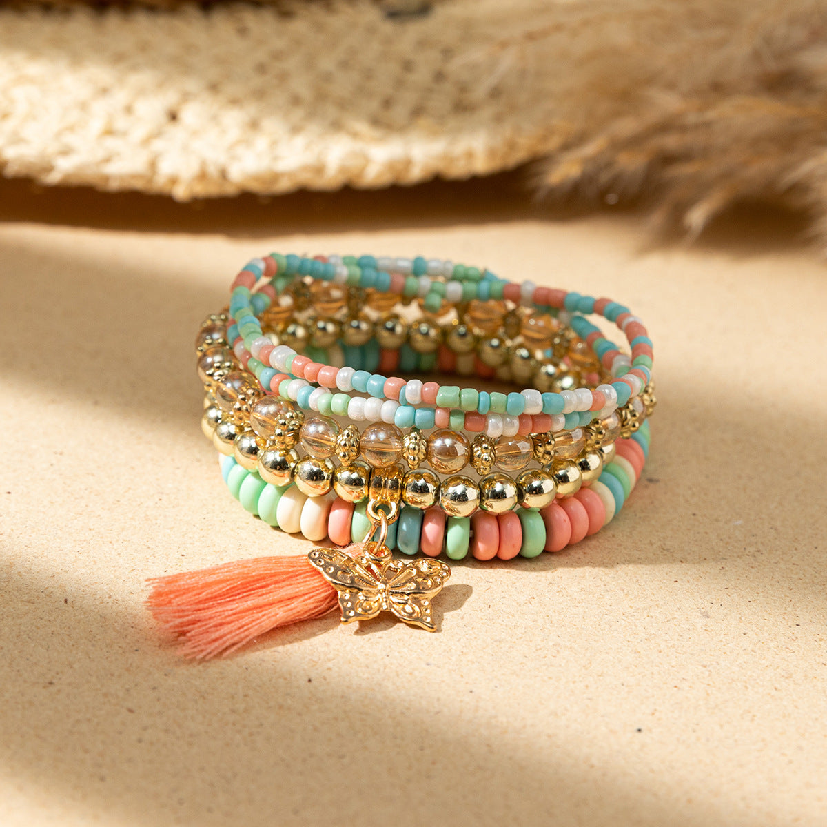Style Bohemian Bead Design Sense Niche Contrast Bracelets