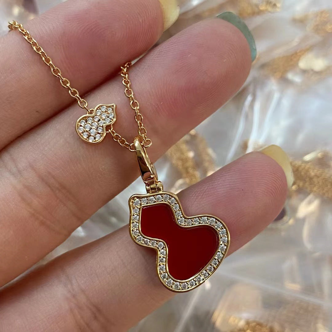 Agate White Shell Fu Lu Clavicle Chain Necklaces
