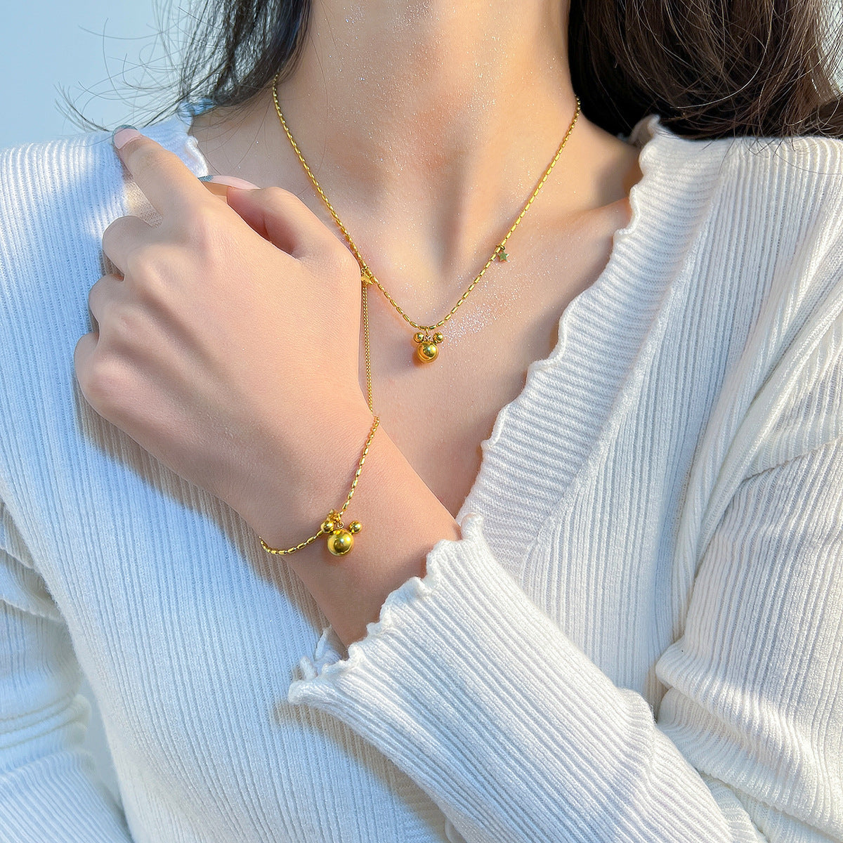The Run Fashion Cartoon Titanium Steel Five-pointed Star Trendy Necklaces
