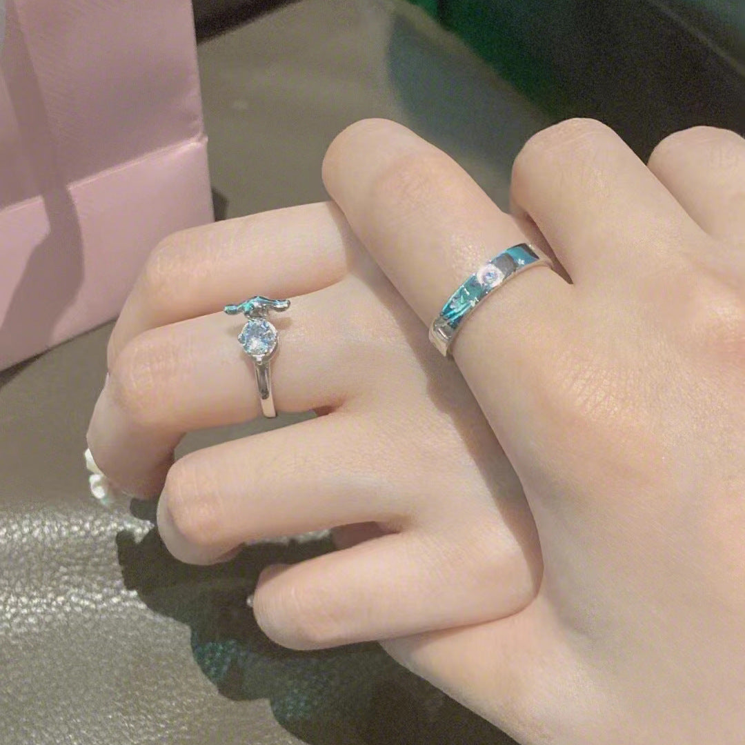 Women's & Men's Pair Birthday Gifts For Cartoon Simple Rings