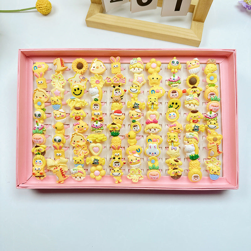Children's Cartoon Nostalgic Frosted Texture Plastic Kindergarten Rings