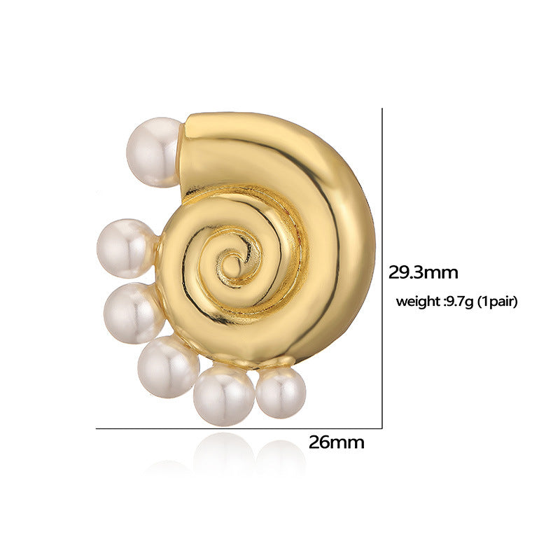 Women's Style Gold Conch Sticky Half Circle Shell Earrings