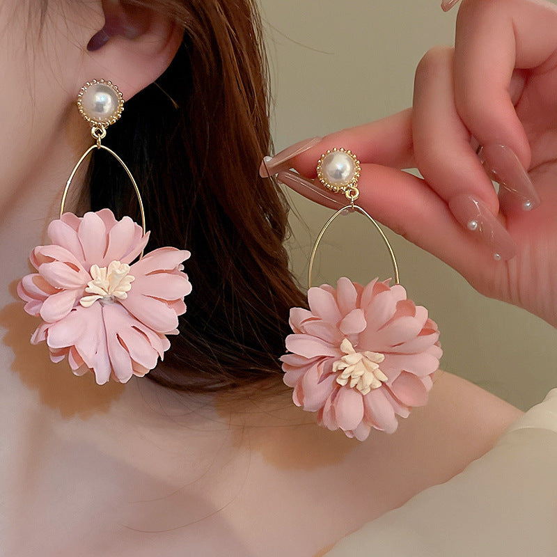 Chinese Style Flower Bamboo Tassel Fashion Trend Ear Hook Earrings