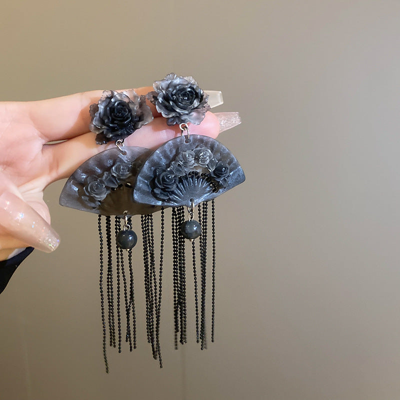 Chinese Style Flower Bamboo Tassel Fashion Trend Ear Hook Earrings