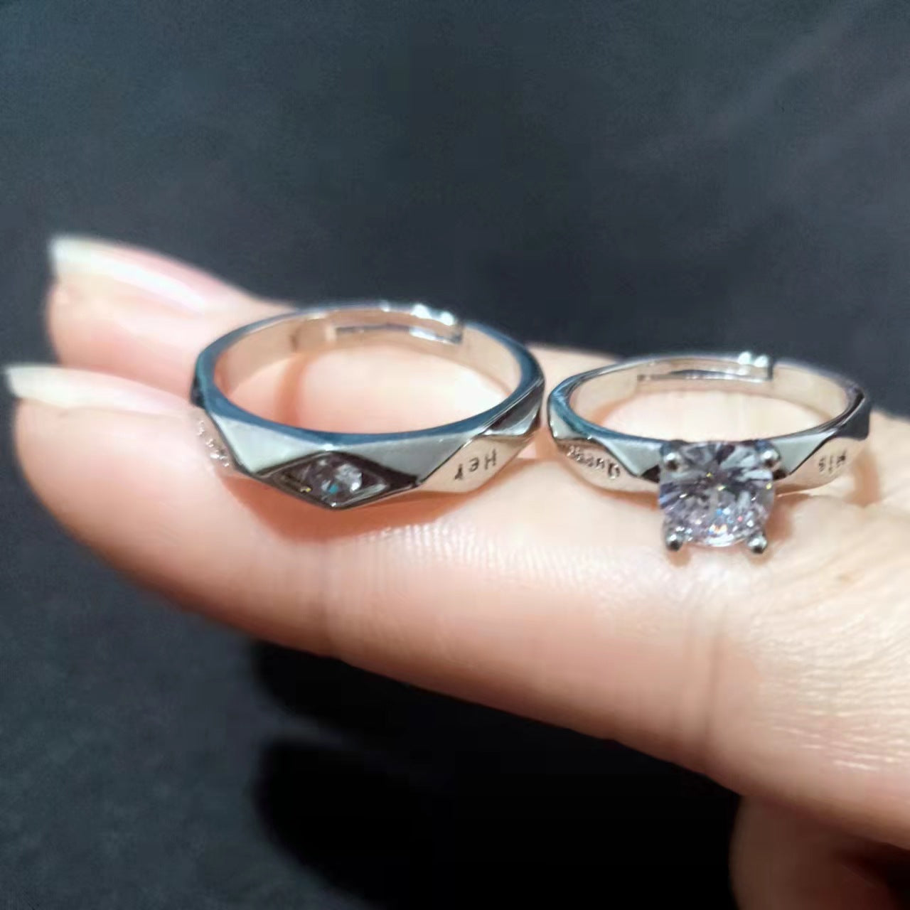 Women's & Men's Couple Open Mouth White Gold Plated Rings