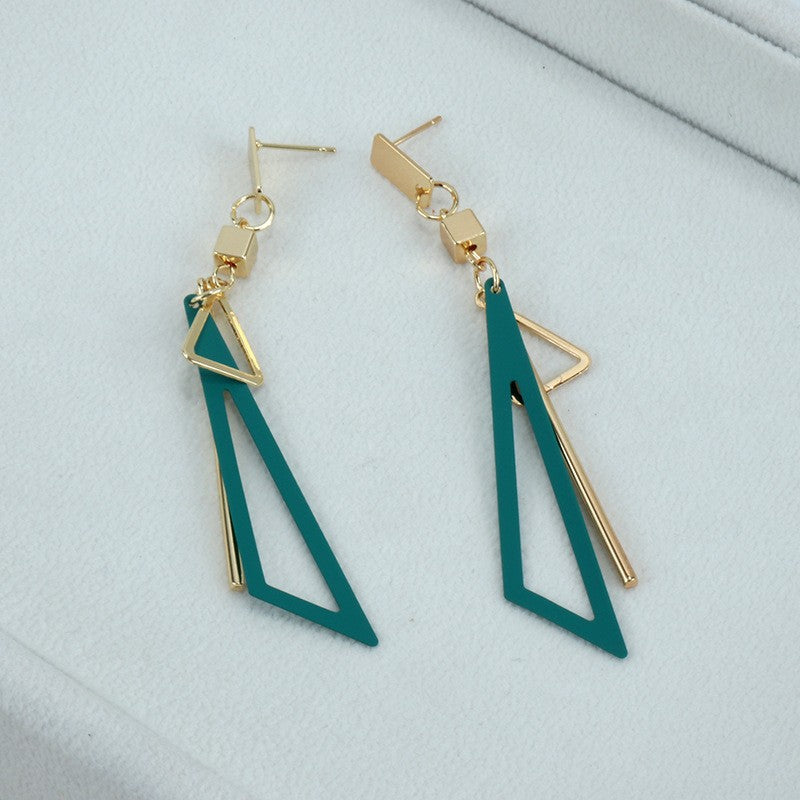 Graceful Geometric Long Triangle Hollow Tassel Earrings