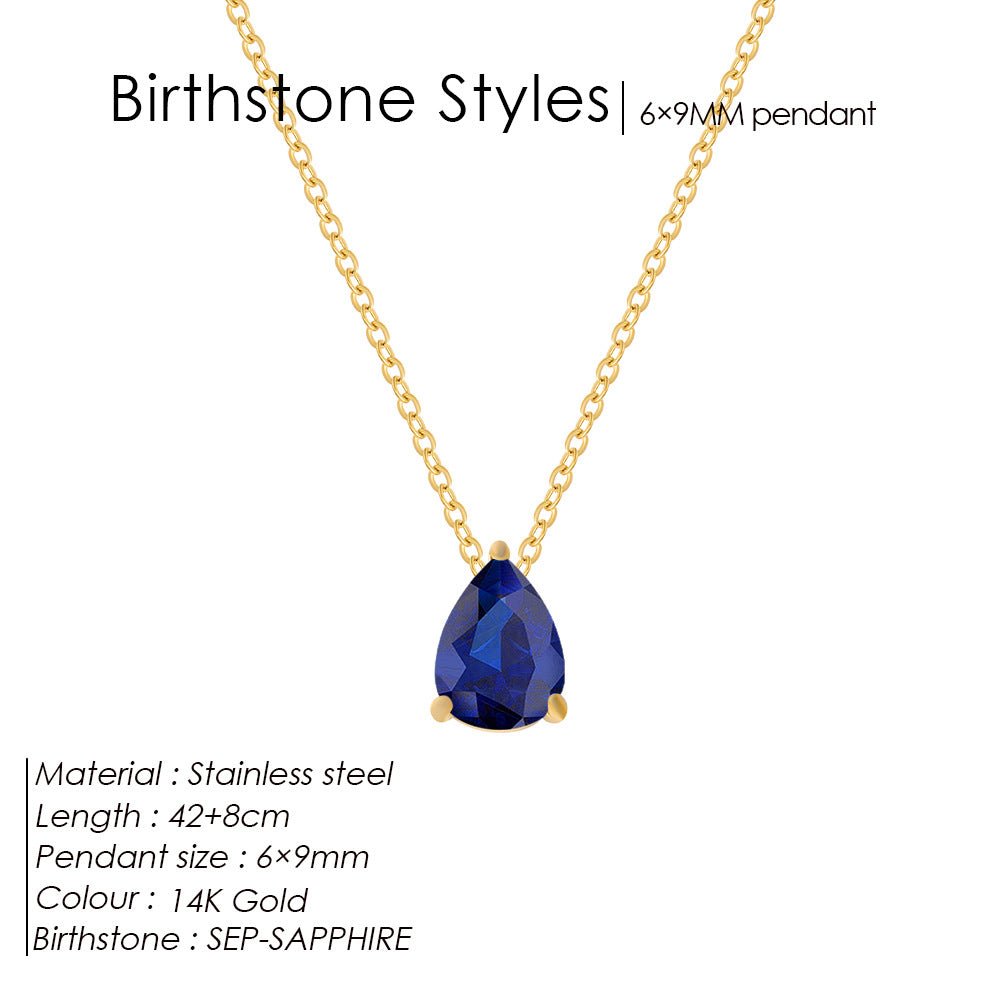 Zircon Month Birthstone Birthstones Vacuum Electroplating Necklaces