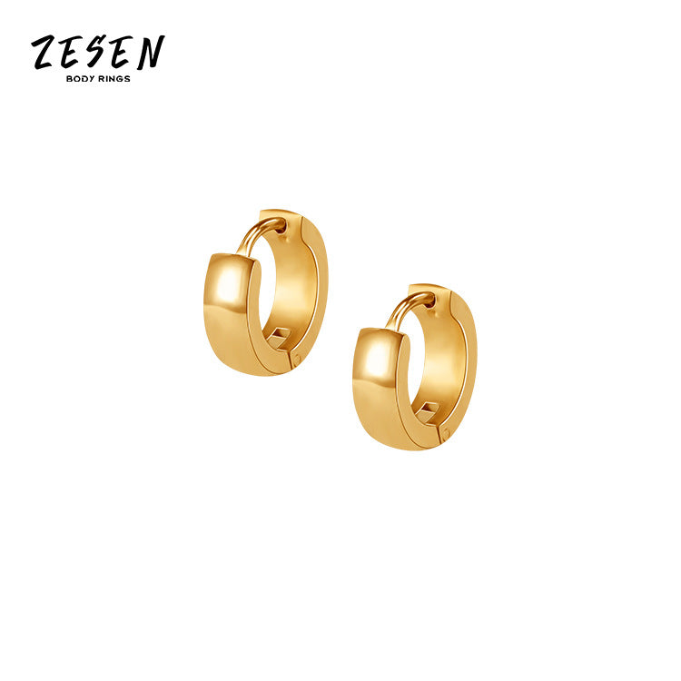 Men's Steel Circle Personalized Ear Clips Trendy Earrings