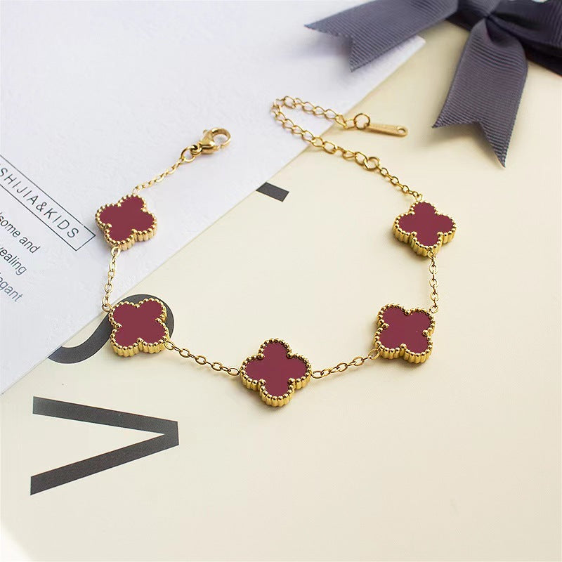 Clover Titanium Steel No Fading Affordable Luxury Fashion Bracelets