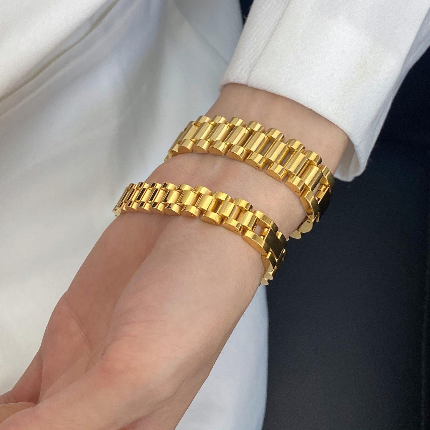 Ornament Stainless Steel Strap Couple Watch Bracelets