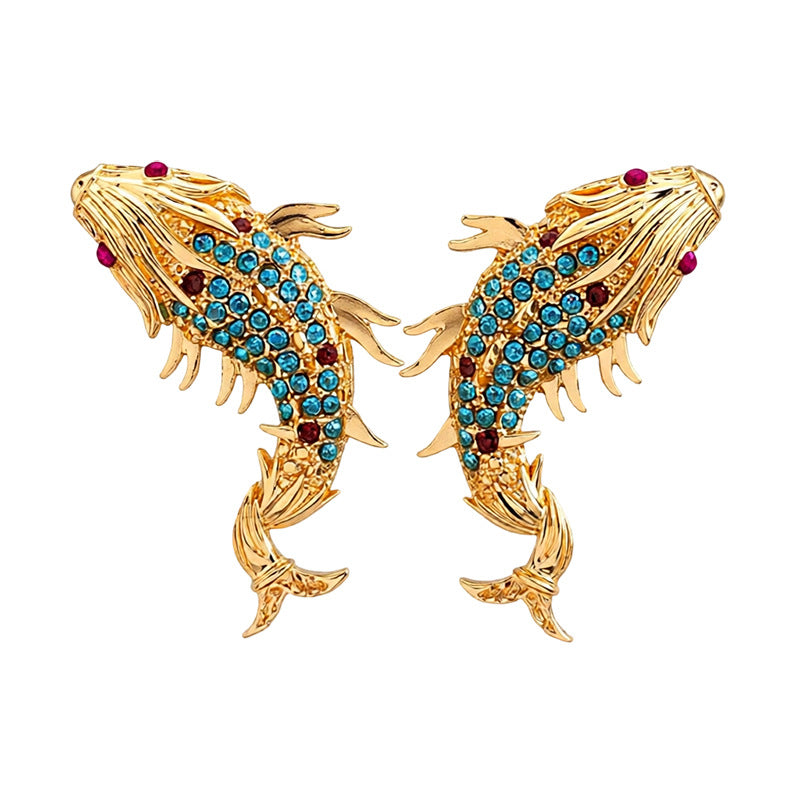 Women's Sier Needle Chinese Style Light Luxury Carp Fashionable Exquisite Earrings
