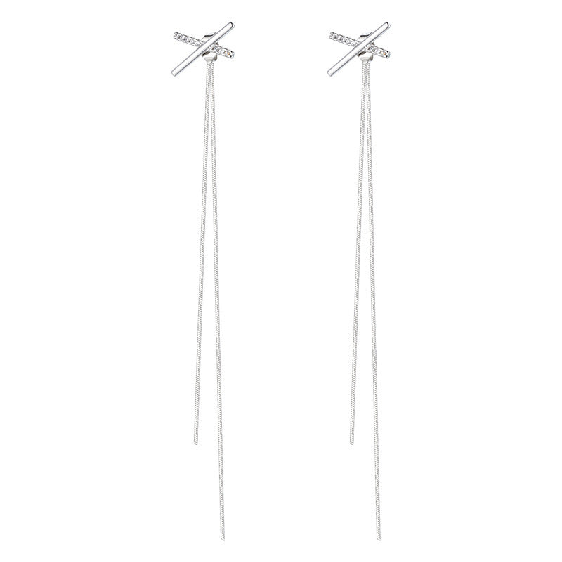 Sterling Sier Trendy Tassel Long Elegant Earrings