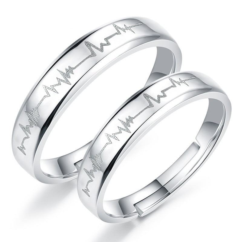 Ornament Open Couple Female Korean Style Zircon Wedding Rings