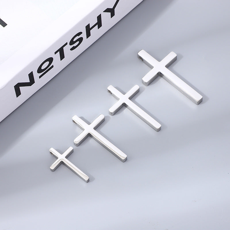 Men's Stainless Steel Three-dimensional Perforated Cross Simple Necklaces