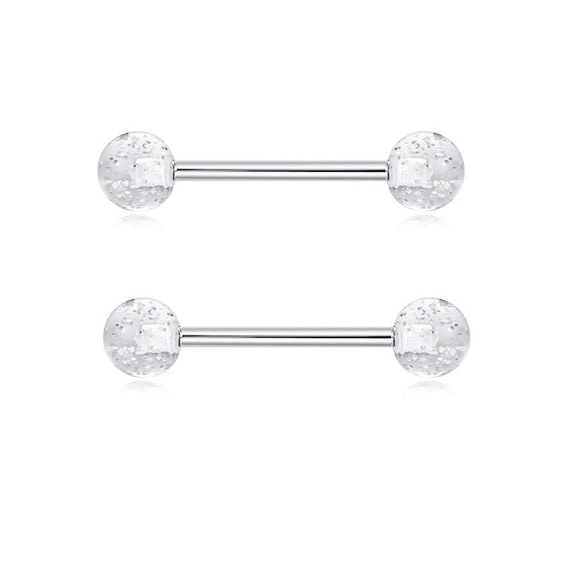 Steel Pink Series Zircon Nipple Love Moon Adhesive Earrings