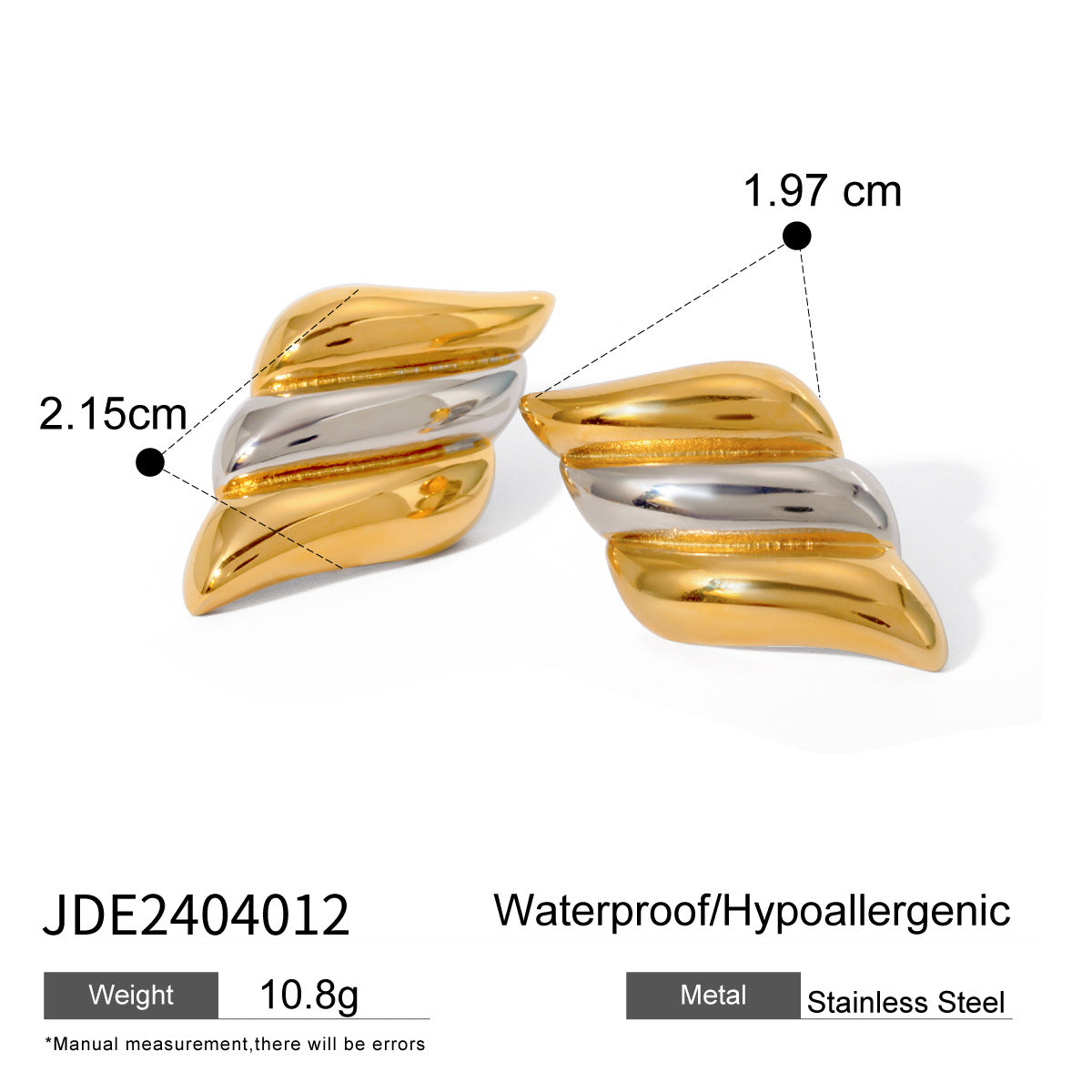 Matching Stainless Steel Jewelry Two-color Gold Sier Bright Earrings