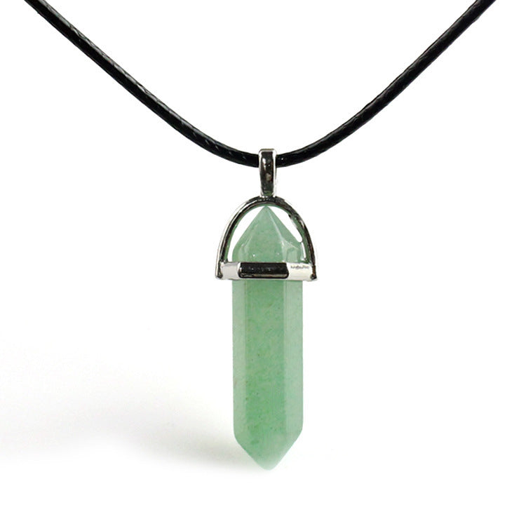 Natural Stone Hexagon Prism Fashion Crystal Necklaces