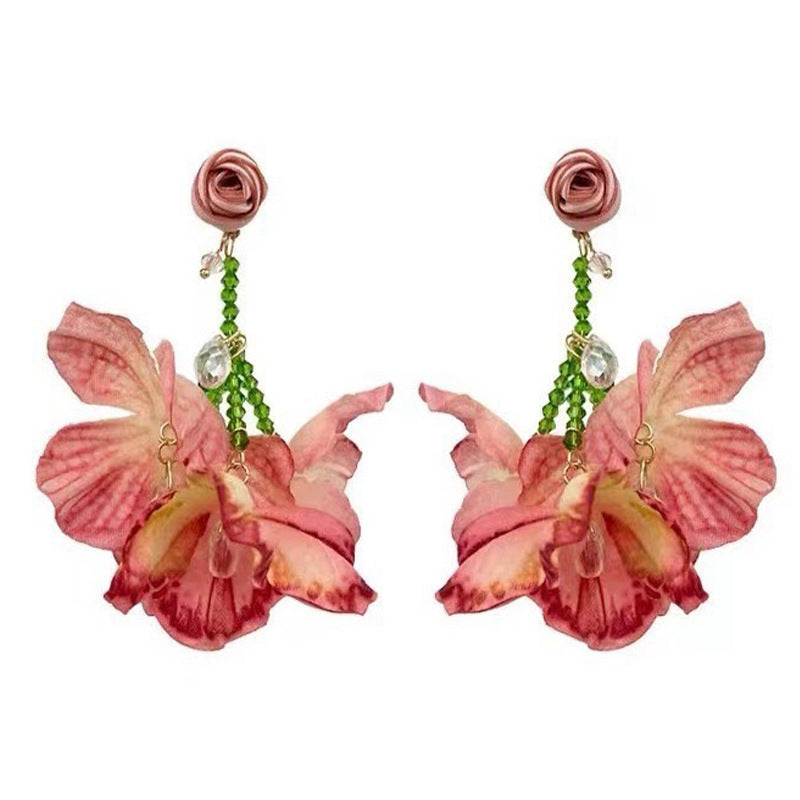 Flower Tassel Super Fairy Retro Atmosphere Earrings