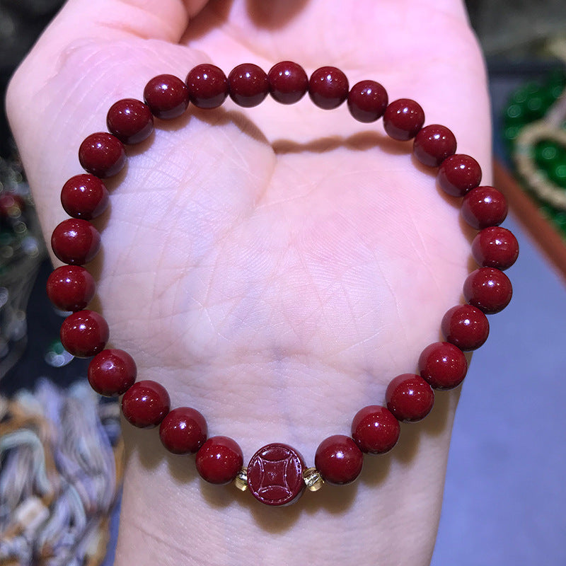 Women's Purple Gold Sand Cinnabar Beaded Single Ethnic Bracelets