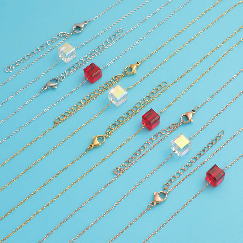 Women's Geometric Sugar Cube Clavicle Chain Fresh Necklaces