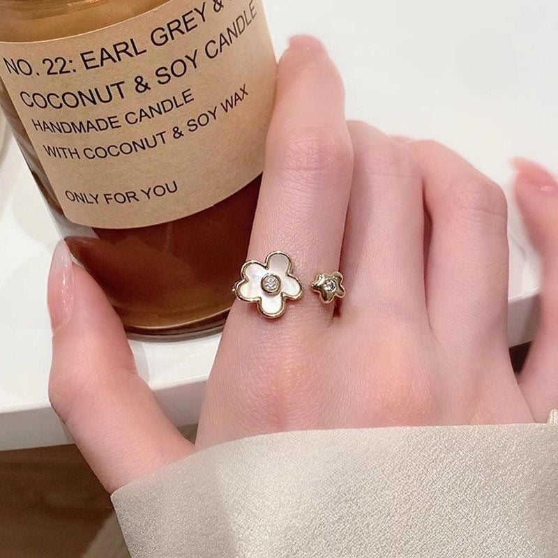 Butterfly Flower Open Finger Light Luxury Minority Rings