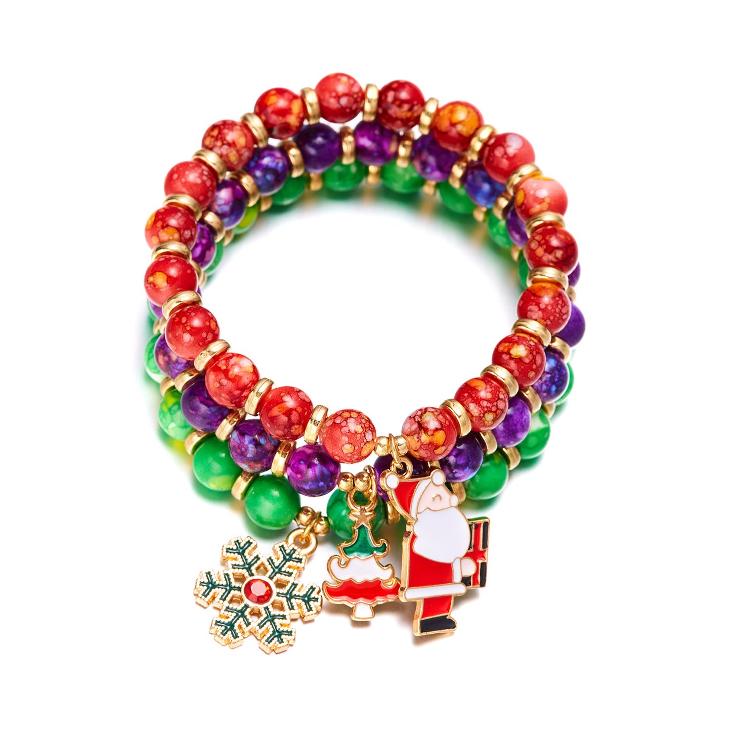 Christmas Tree Old Snowman Beaded Combination Bracelets