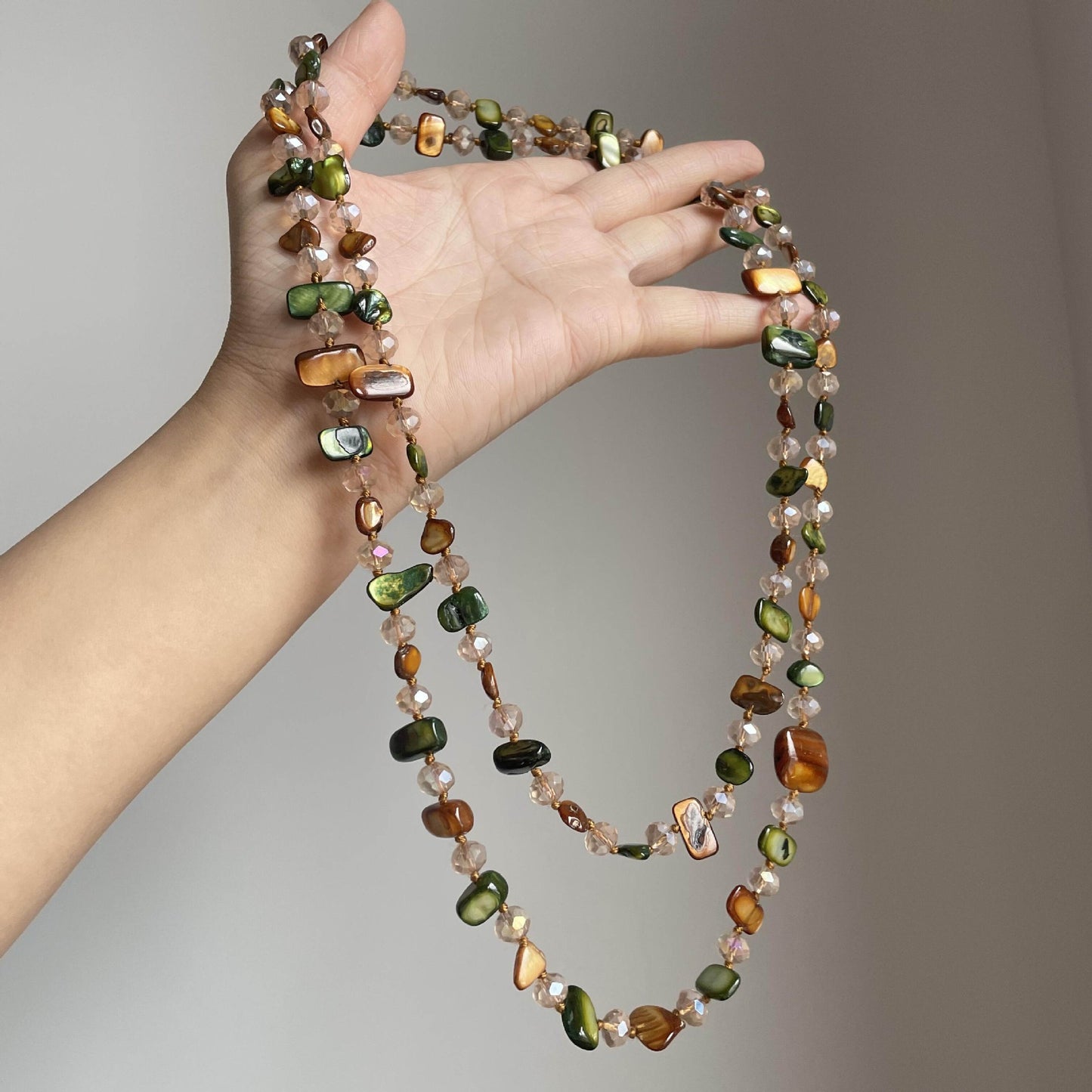 Vintage Beaded Long Twin Niche Clavicle Necklaces