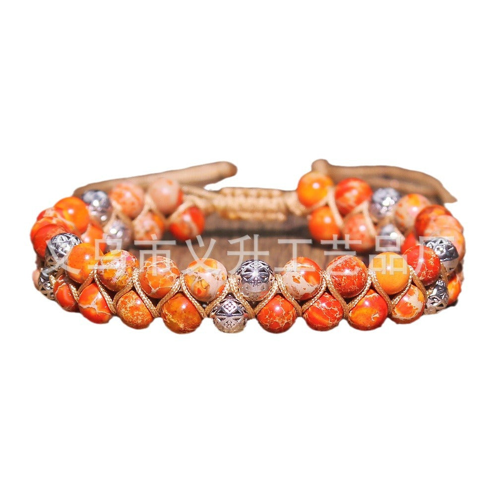 Hand-woven Purple Emperor Stone Yoga Energy Bracelets