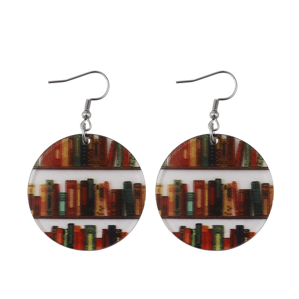 Bookshelf Transparent Acrylic Graduation School Opening Earrings