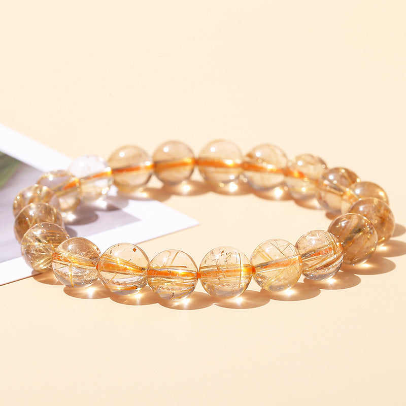 Women's & Men's Jewelry Natural Gold Rutilated Quartz Rutile Crystal Bracelets