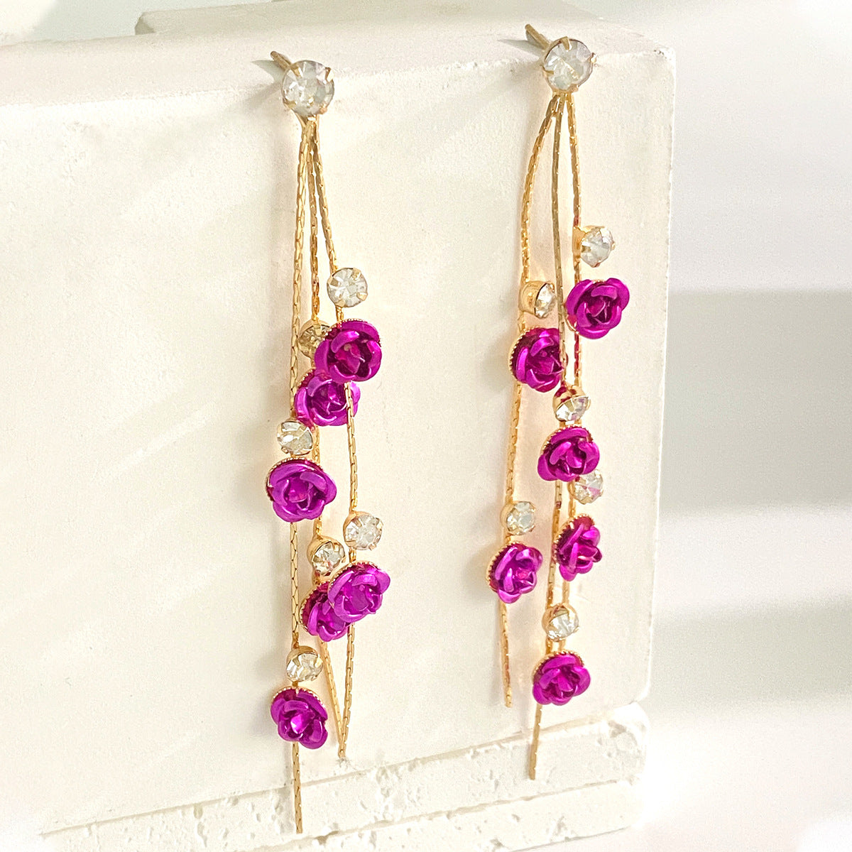 Luxury Flower Tassel Dangle High-grade Alloy Earrings