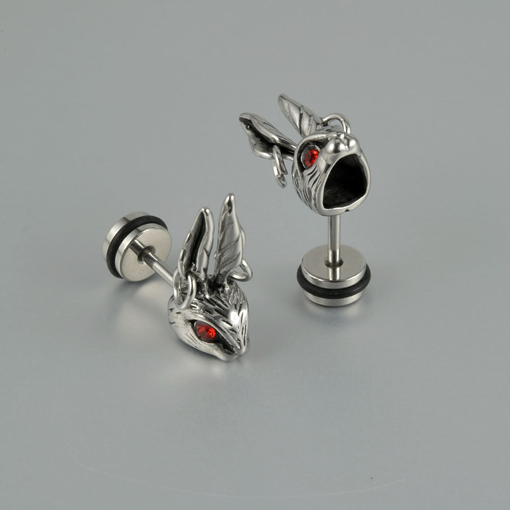 Steel Punk Skull Five Star Drop Earrings
