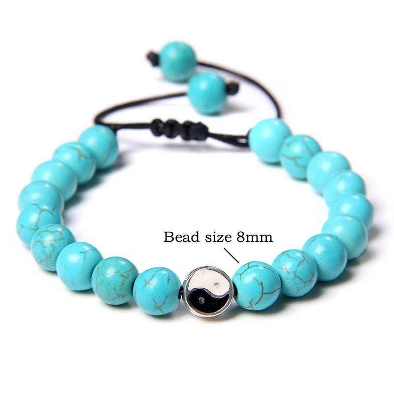 Women's & Men's Pulling Rope Vintage Turquoise Beads Couple Bracelets