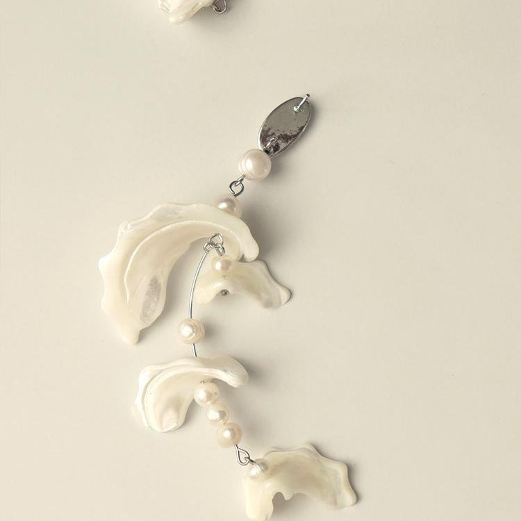Fairy Shell Pearl Long High Profile Elegant Earrings