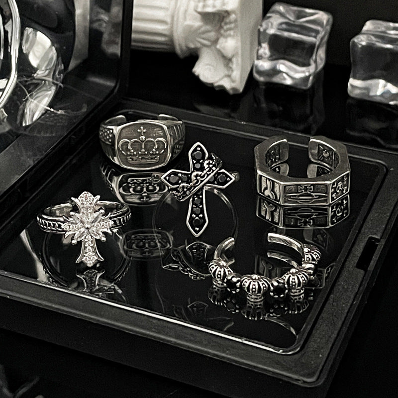 Saturn Retro Antique Finishing Opening Female Rings
