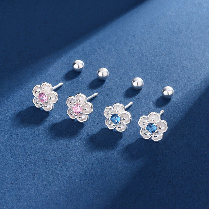 Cherry Blossom Ear Over There Temperamental Diamond Flower Earrings