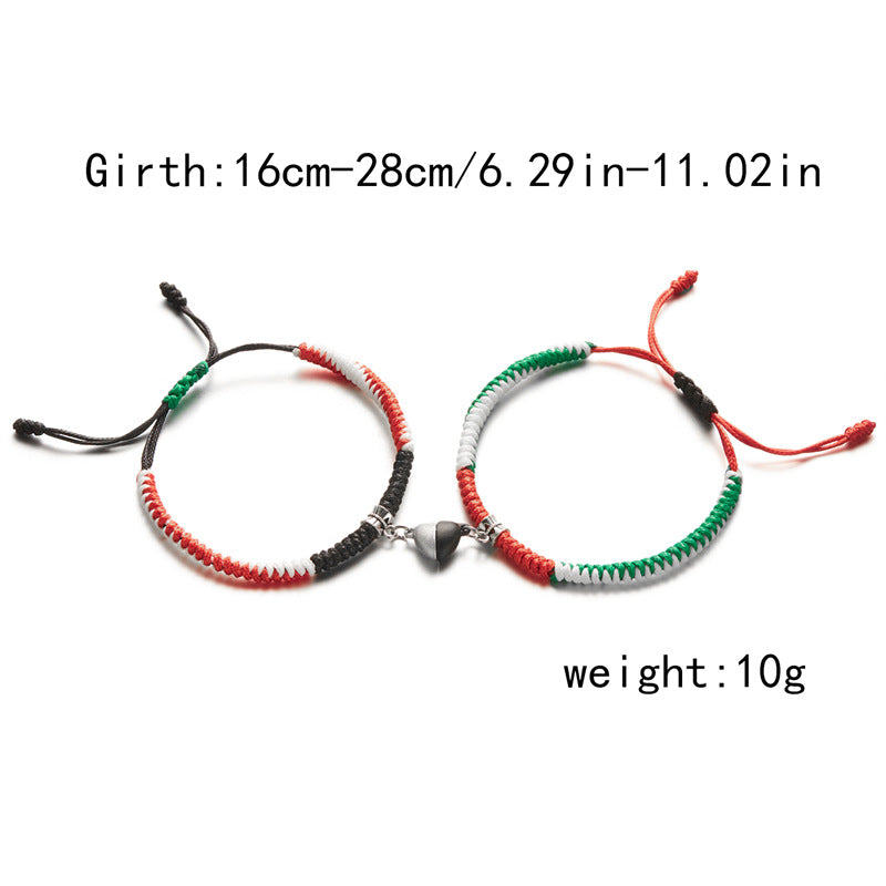 Green Color Matching Couple Female Hand-woven Israel Pakistan Bracelets