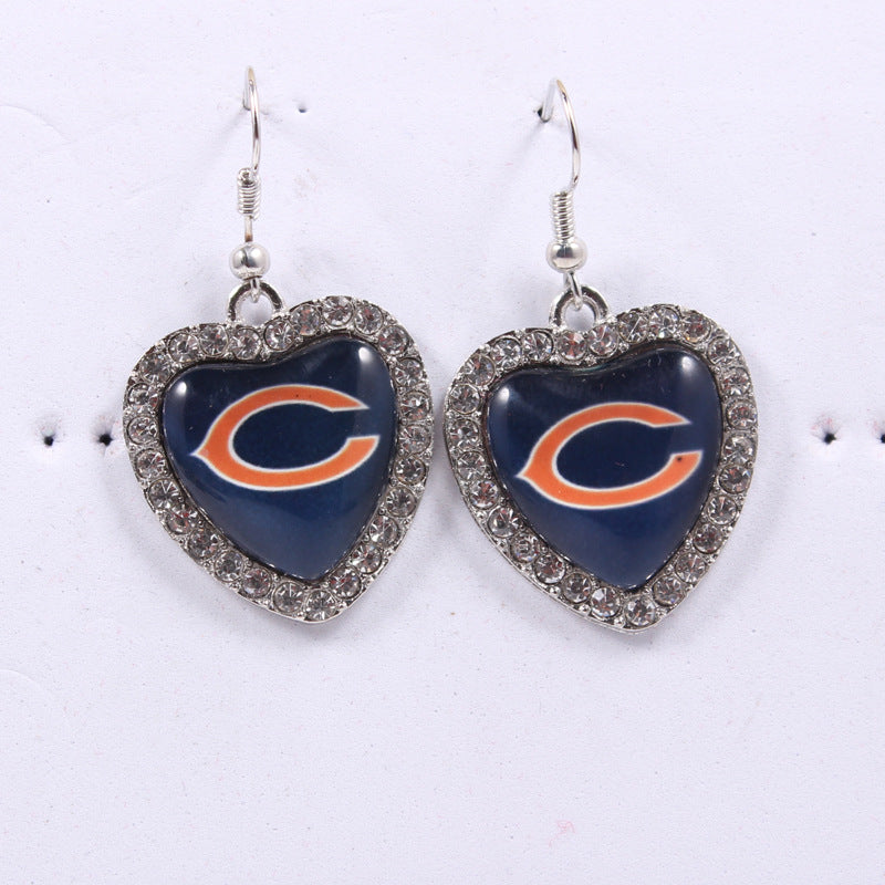 Peach Heart Spot Drill Sports Team Series Earrings