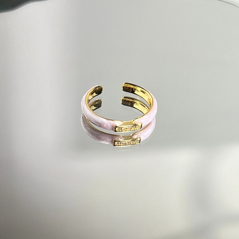 Luxury Enamel Drip Glazed Love Sweet Fashion Female Cold Rings