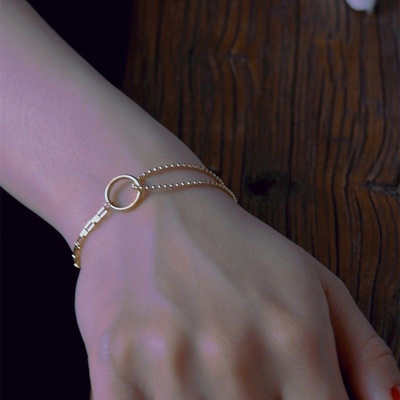 Women's Simple Personality Temperament Round Circle Cold Style Titanium Steel Bracelets